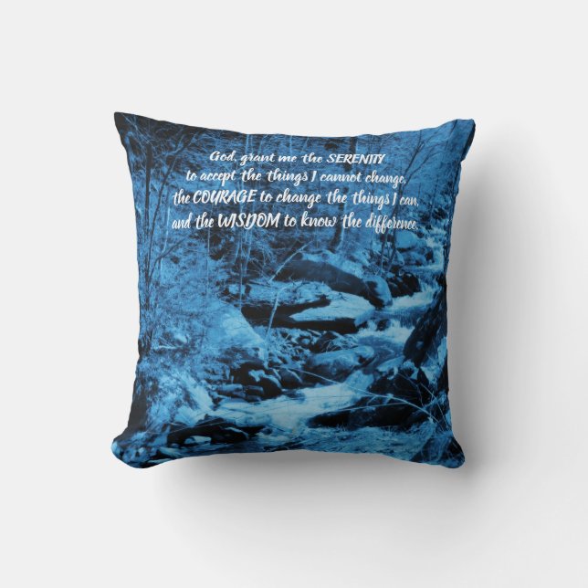 Serenity Prayer Blue Flowing Brook - inspiration Kudde (Framsida)