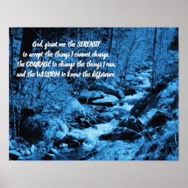Serenity Prayer Blue Flowing Brook - inspiration Poster