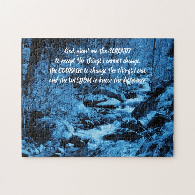 Serenity Prayer Blue Flowing Brook - inspiration Pussel (Horisontell)