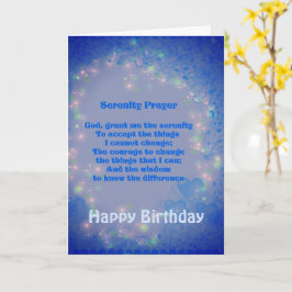 Serenity Prayer Blue Hearts Birthday Card Kort