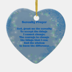 Serenity Prayer Blue Hearts Inspirational Julgransprydnad Keramik