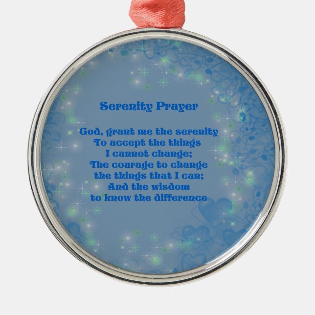 Serenity Prayer Blue Hearts Inspirational Julgransprydnad Metall (Framsidan)