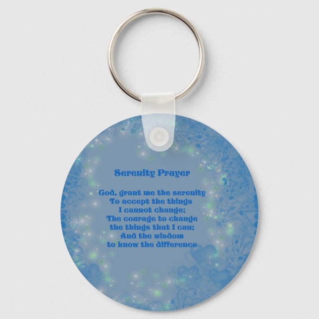 Serenity Prayer Blue Hearts inspirational Keychain Nyckelring (Framsida)
