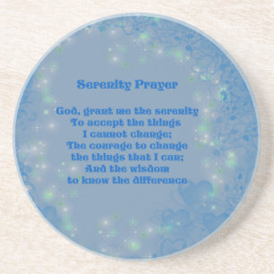 Serenity Prayer Blue Hearts Inspirational Underlägg Sandsten