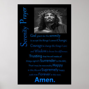 Serenity Prayer Blue Poster