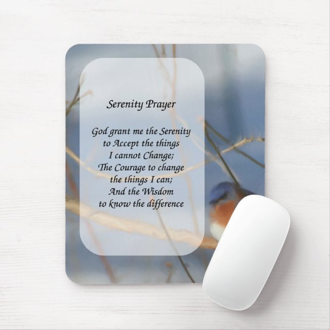 Serenity Prayer Bluebird inspirational Musmatta (Med mus)