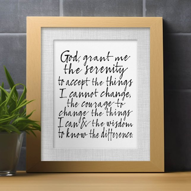 Serenity Prayer - Bounderkalligrafiskript Modern Julkort (Custom Frameable Art)