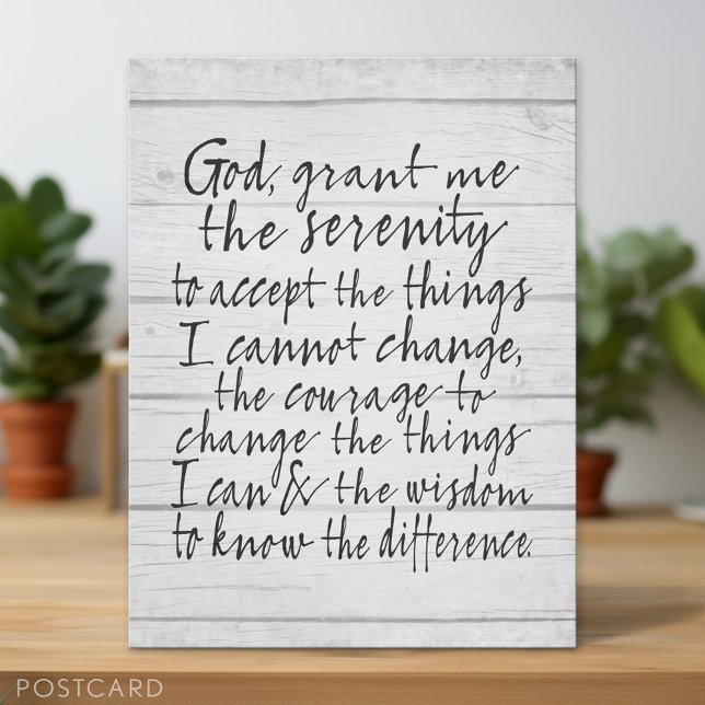 Serenity Prayer - Bounderkalligrafiskript Modern Vykort (Personalized Postcard)