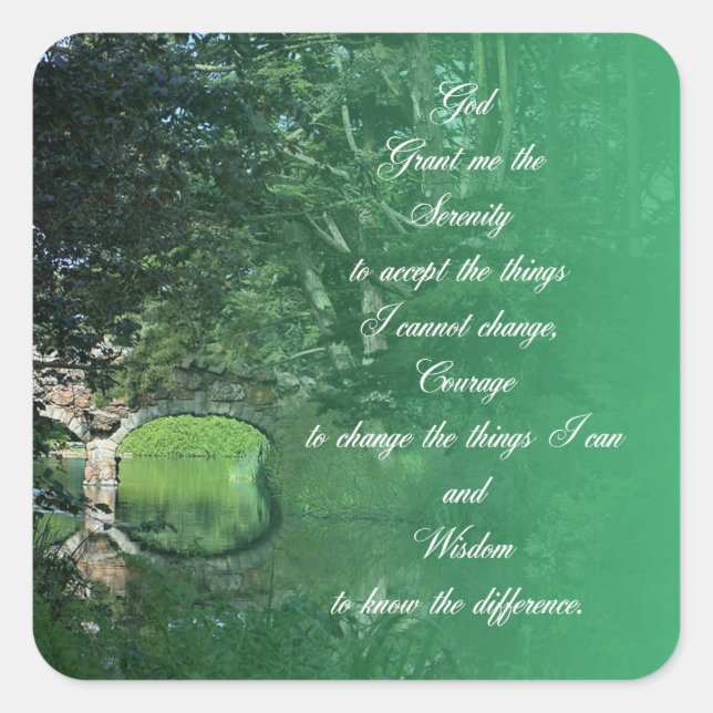 Serenity Prayer Bridge Fyrkantigt Klistermärke (Framsida)