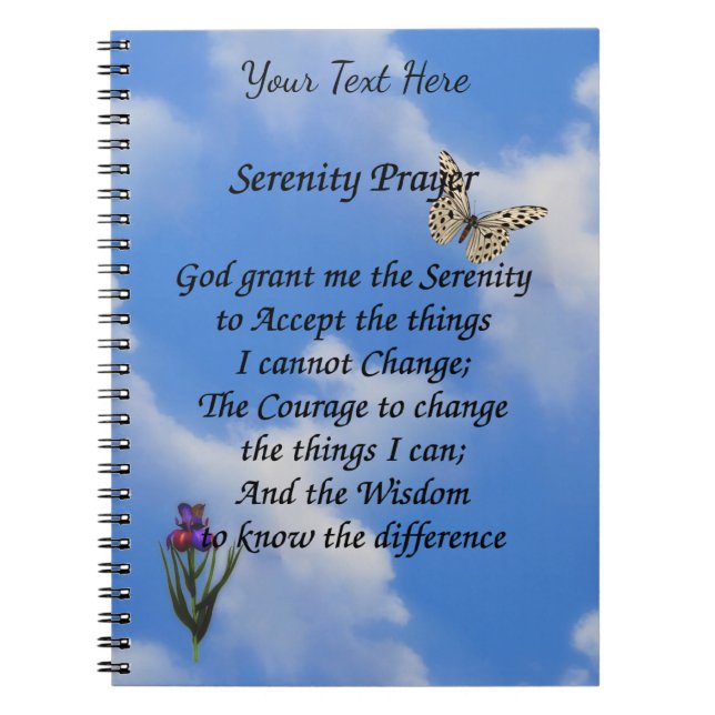 Serenity Prayer Butterfly Flower - inspiration Anteckningsbok (Framsidan)