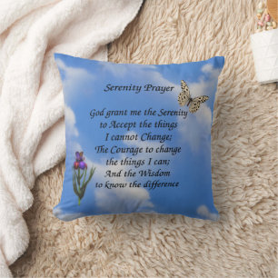 Serenity Prayer Butterfly Flower - inspiration Kudde