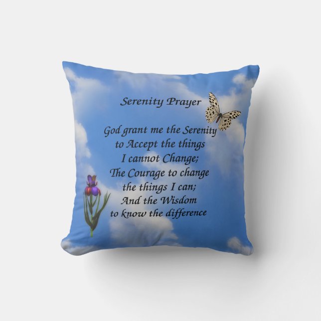 Serenity Prayer Butterfly Flower - inspiration  Kudde (Framsida)