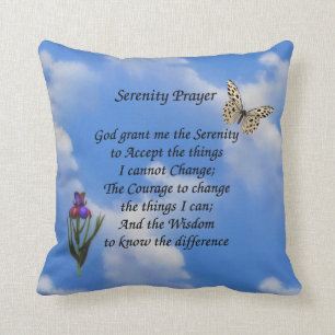 Serenity Prayer Butterfly Flower - inspiration  Kudde