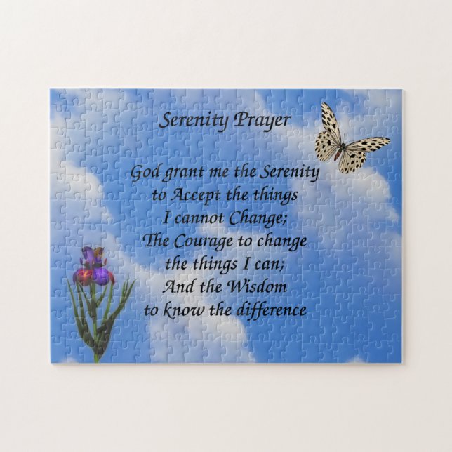 Serenity Prayer Butterfly Flower - inspiration Pussel (Horisontell)