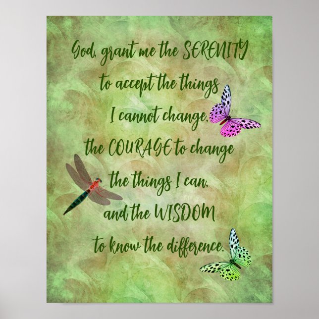 Serenity Prayer Butterfly-inspiration Poster (Framsidan)