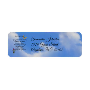 Serenity Prayer Butterfly Inspirational Adress Returadress Etikett