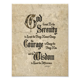 Serenity Prayer: Calligraphy, Antique, Recovery Fototryck