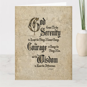 Serenity Prayer: Calligraphy, Antique, Recovery Kort