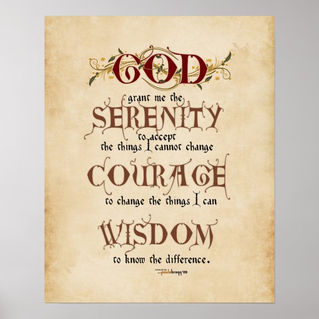 Serenity Prayer: Calligraphy Inspirational Prayer Poster (Framsidan)