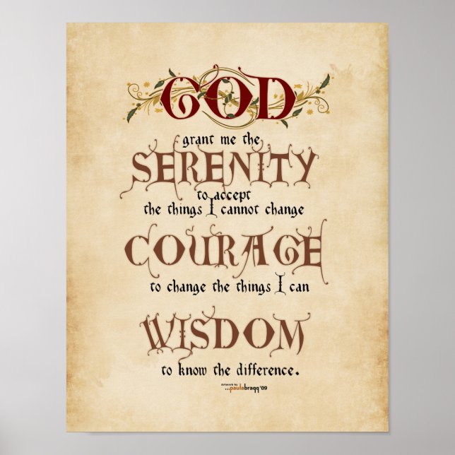 Serenity Prayer: Calligraphy Inspirational Prayer Poster (Framsidan)