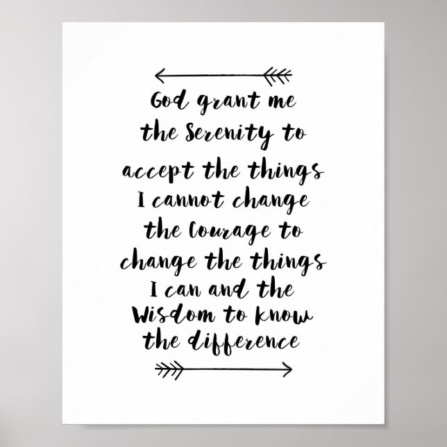 Serenity Prayer Calligraphy Print Poster (Framsidan)