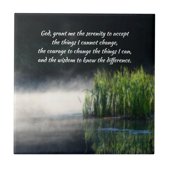 Serenity Prayer Cattails In Mist Inspirational  Kakelplatta (Framsidan)