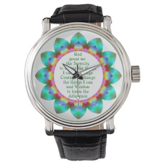 Serenity Prayer centrerad i12 blommor med benämnin Armbandsur