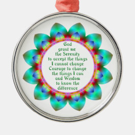 Serenity Prayer centrerad i 12 formgivningsblommor Julgransprydnad Metall