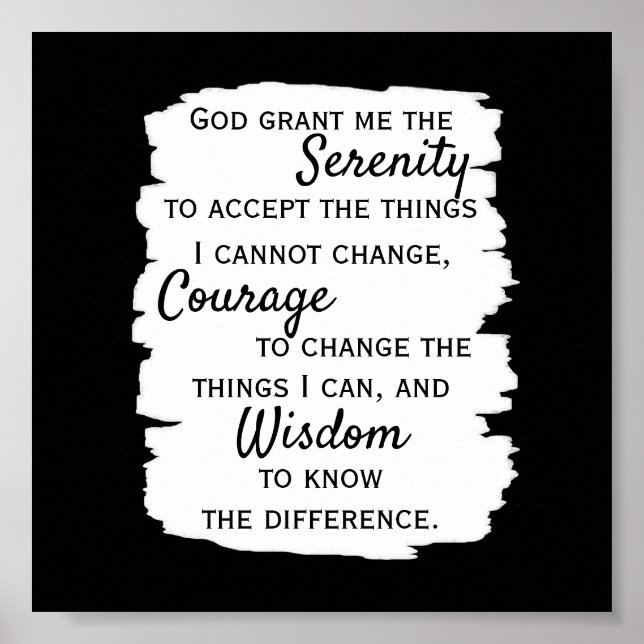 Serenity prayer citat fet svart och vitt poster (Framsidan)