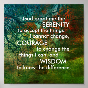 Serenity prayer citat om naturkonst grönt och blåt poster