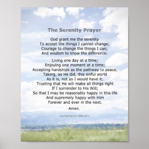 Serenity Prayer-citat på landskapsbild Poster