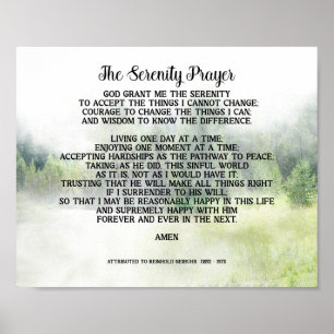 Serenity Prayer-citat på natur konst vårgrön Poster