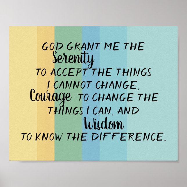Serenity prayer-citat på rand-design poster (Framsidan)
