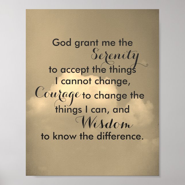 Serenity prayer-citat poster naturfotokonst (Framsidan)