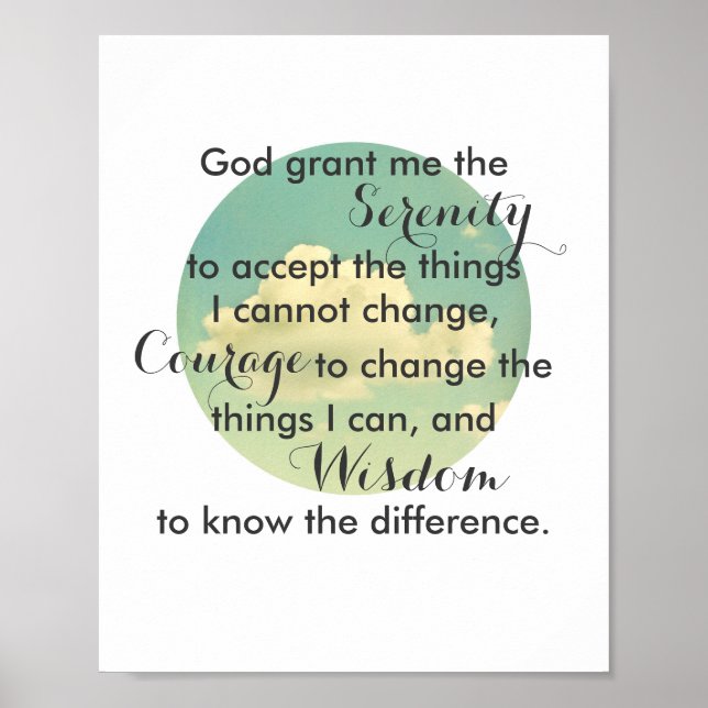 Serenity prayer-citat poster naturfotokonst (Framsidan)