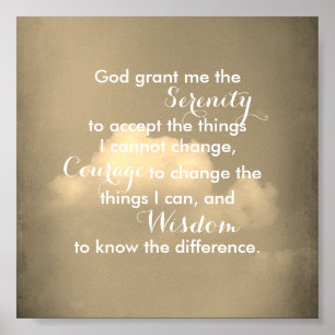 Serenity prayer-citat poster naturfotokonst