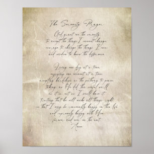 Serenity Prayer Citat Vintage Stil Distressed Poster
