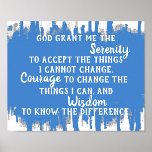 Serenity prayer, citattecken blått och vitt färgst poster