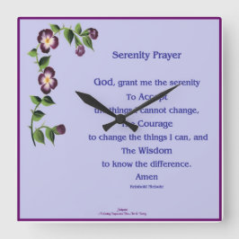 Serenity Prayer Clock Fyrkantig Klocka