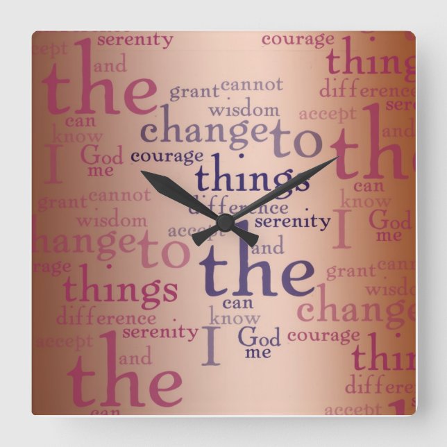 Serenity Prayer Collage Fyrkantig Klocka (Framsida)