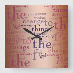 Serenity Prayer Collage Fyrkantig Klocka