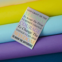 Serenity Prayer Colorful Rainbow Blank