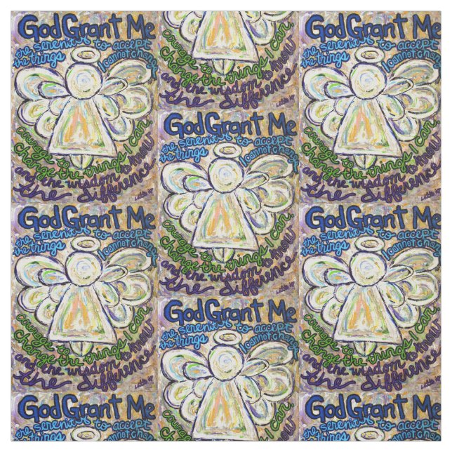 Serenity Prayer Dikt Angel Art Fabric Material Tyg (Provkarta)