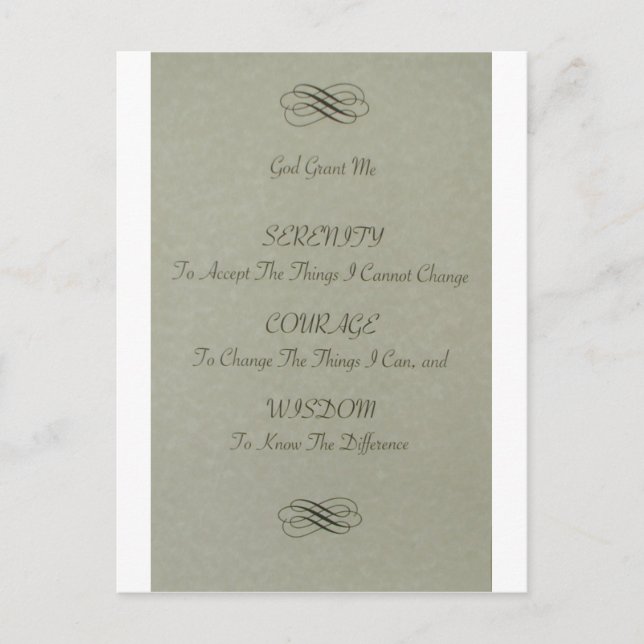 Serenity Prayer Dikt Vykort (Framsida)