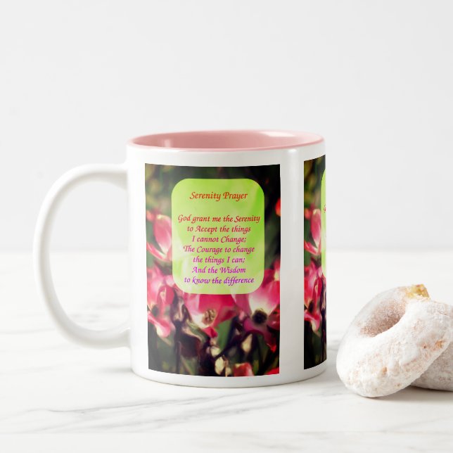 Serenity Prayer Dogwood Flowers Inspirational Två-Tonad Mugg (Med munk)