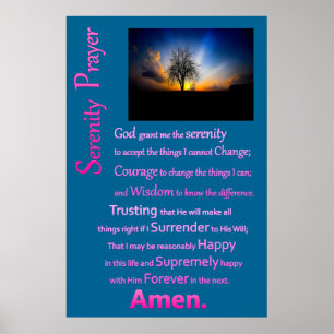 Serenity Prayer Ensam Träd Poster