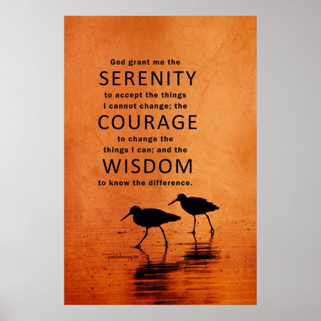 Serenity Prayer (Fiskmås, Beach, Gud Grant Me) Poster (Framsidan)