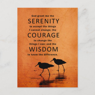 Serenity Prayer (Fiskmås, Beach, Gud Grant Me) Vykort