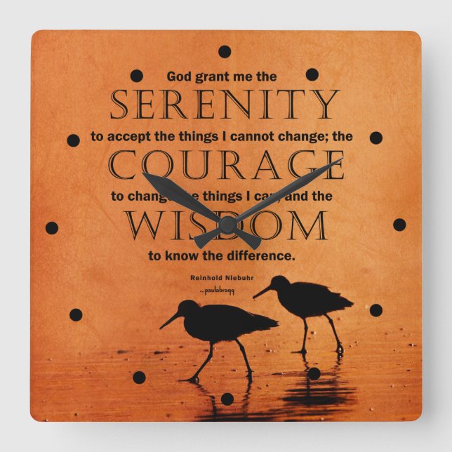 Serenity Prayer: Fiskmåsar Fyrkantig Klocka (Framsida)