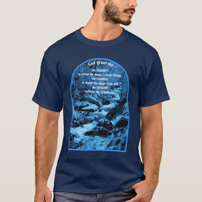 Serenity Prayer Flödande Bäck Inspirerande  T Shirt (Framsida)